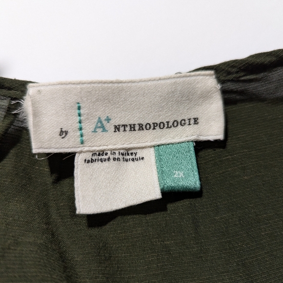 Anthropologie Olive Green Linen Blend Dress Size 2X - Picture 11 of 12